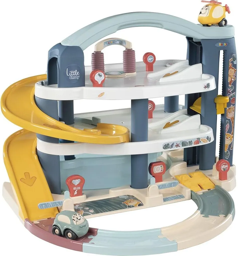 Grand Garage Smoby Multicouleur avec Station de Lavage et Parking