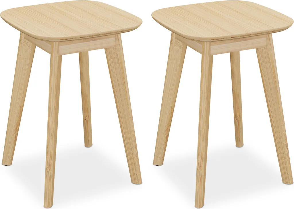 Miglior Prezzo Set 2 Sgabelli Relaxdays Bambù per Tavolo da Pranzo