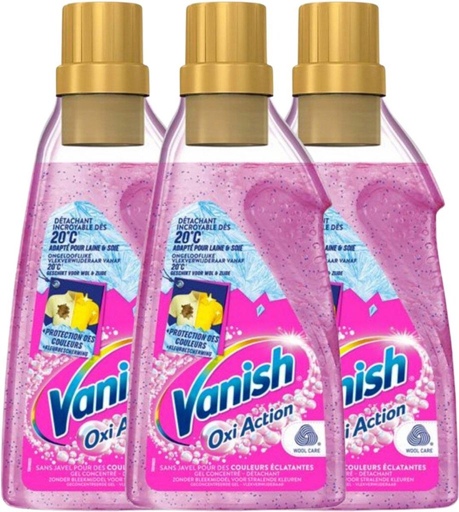 Vanish Oxi Action Wäsche-Booster-Gel – Fleckenentferner – 3 x 750 ml – Neue Formel – Ohne Bleichmittel – Geruchsneutralisierend – Geei...