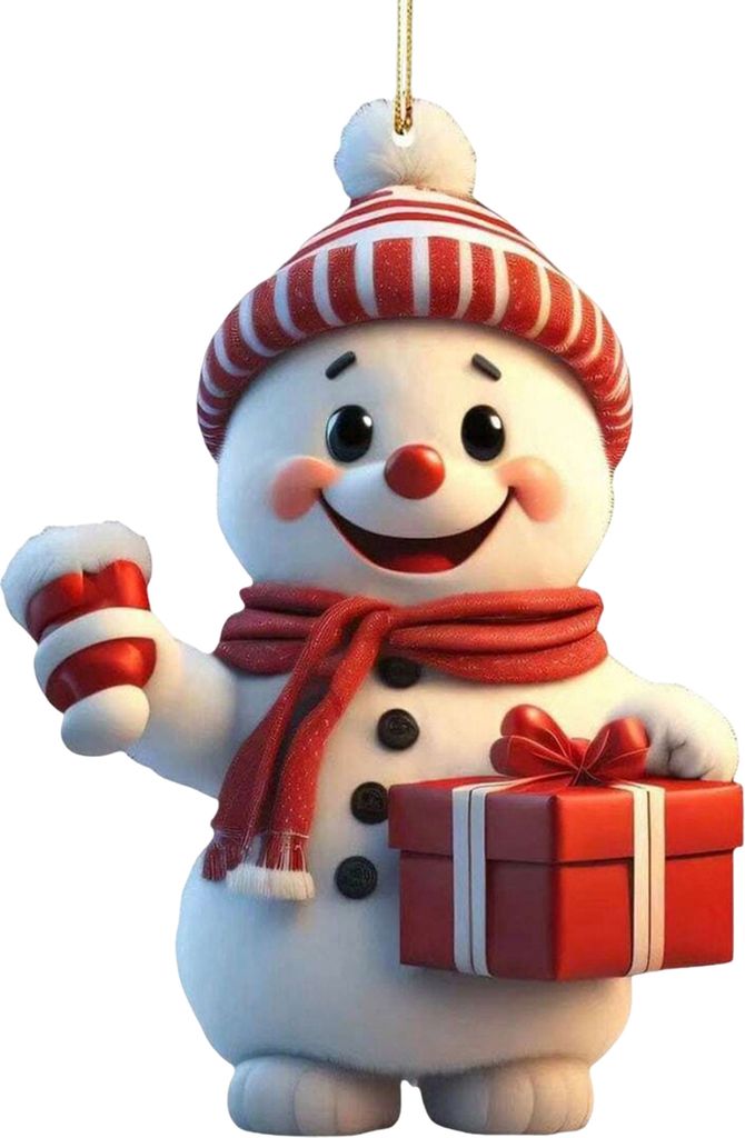 Weihnachts-Schneemann-Anhänger, Acryl-Hängeornament mit Umhängeband, einfach aufzuhängen, entzückende Schneemann-Dekoration, Partyzubehör