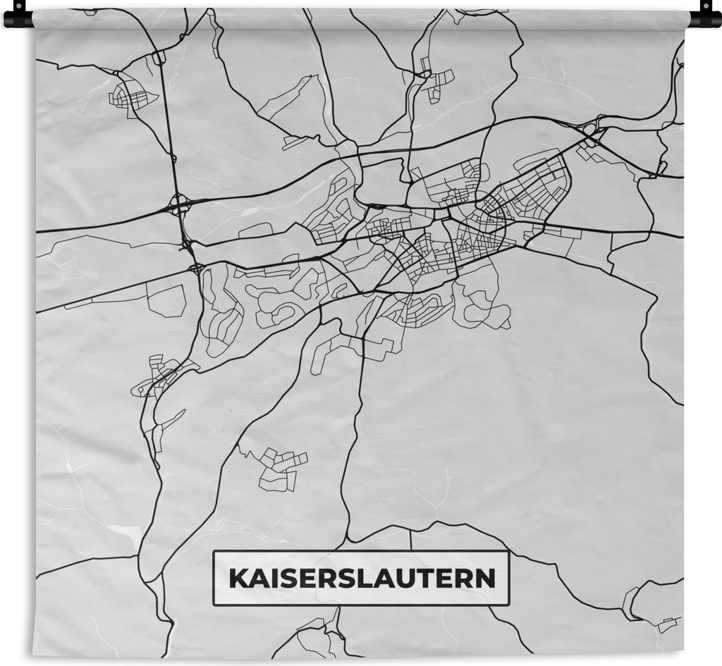 MuchoWow Wandteppich Wandbehang Stadtplan - Deutschland - Karte - Kaiserslautern 60x60 cm Tapisserie Dekoration Wandtuch - Dekorationen - Wand Decke