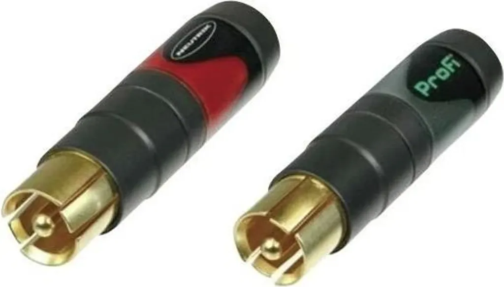 NEUTRIK® Cinch (RCA), 2 pin, metallo, tecnologia di saldatura, coppia di connettori per cavi, contatti placcati in oro, diritti, nero