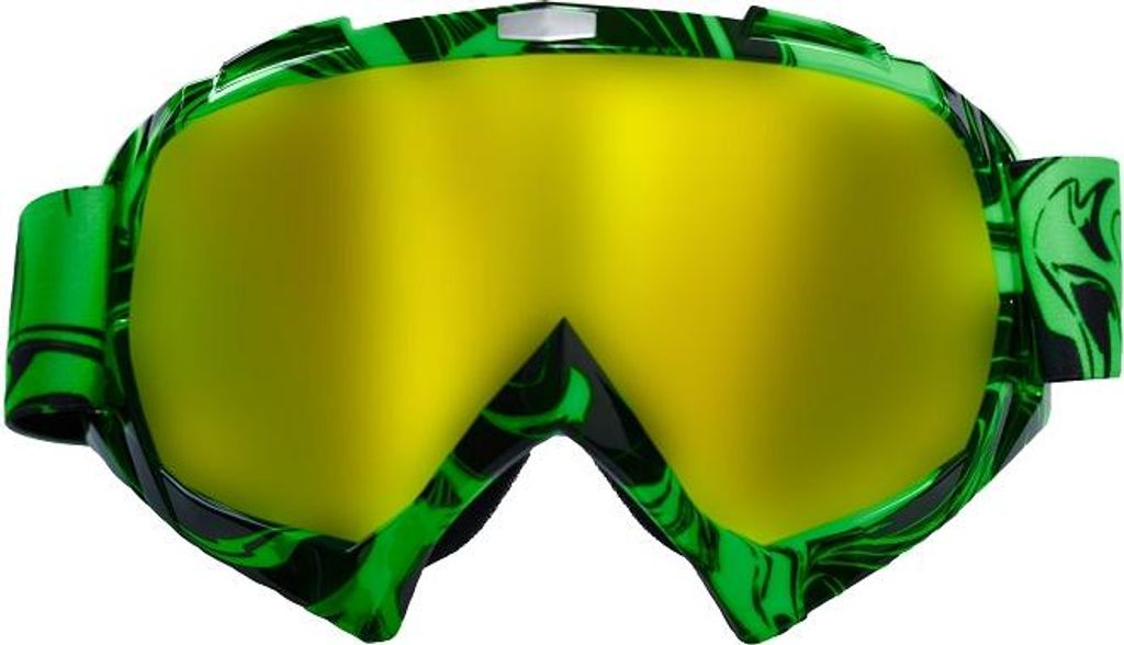 Motocross Brille Motorradbrille Racing Googles Schutzbrille Hellgrün mit goldenem Glas