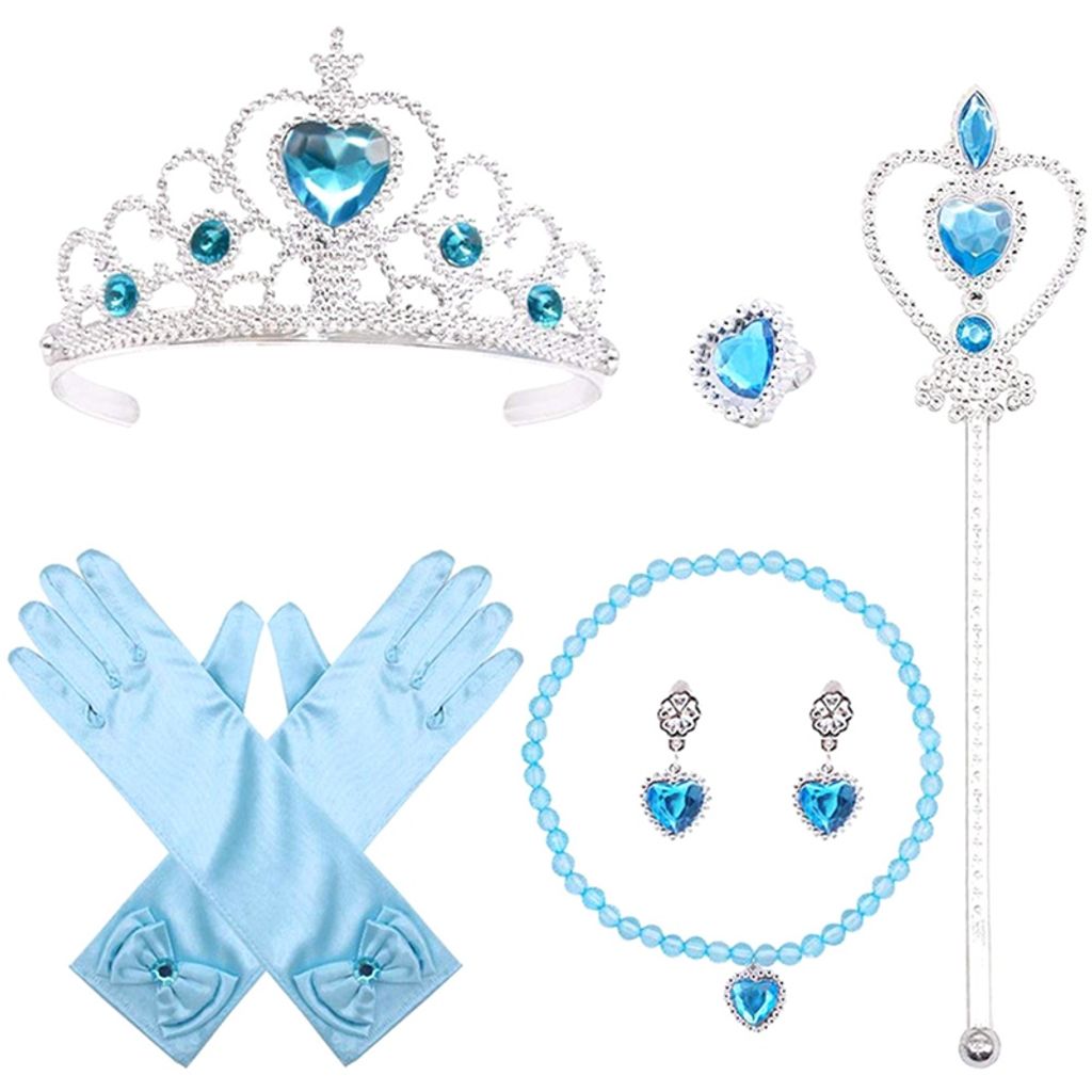 Frozen Elsa Anna Prinzessin Cosplay Krone Handschuhe Zauberstab Haarteil Zopf 