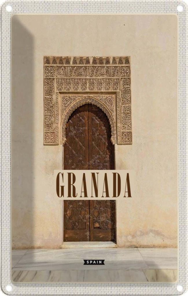 vianmo Blechschild 18x12 cm Granada Spain Tourismus Poster Bildmotiv Reisemotiv Abenteuer Reisen Urlaub