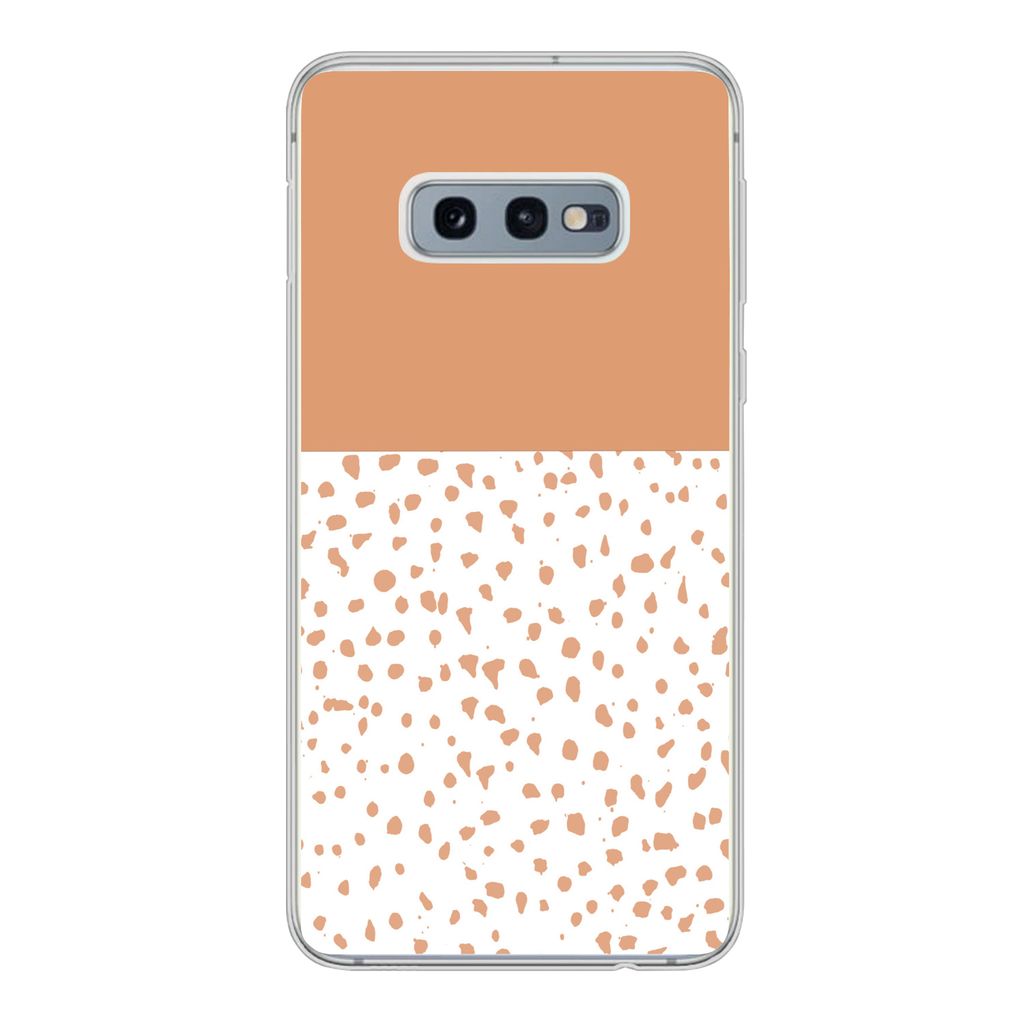MuchoWow Handyhülle Schutzhülle Hülle für Samsung Galaxy S10e Tupfen - Orange - Weiß Silikon Softcase Handy Hülle - Handy