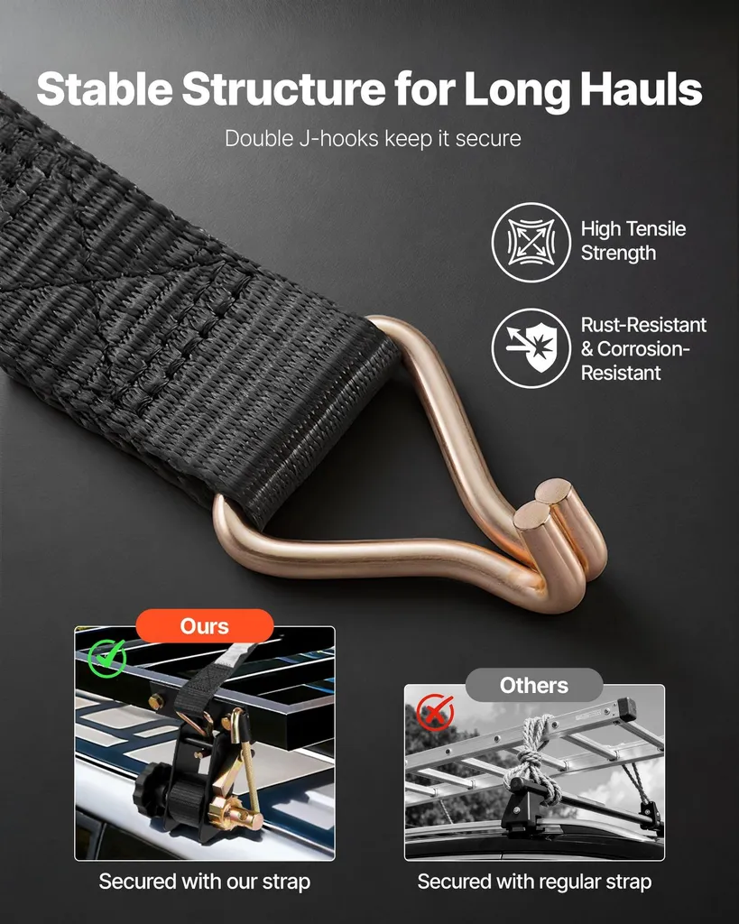 Sangle de Serrage à Cliquet pour Barre de Toit et Échelle - Noir 8 Pcs