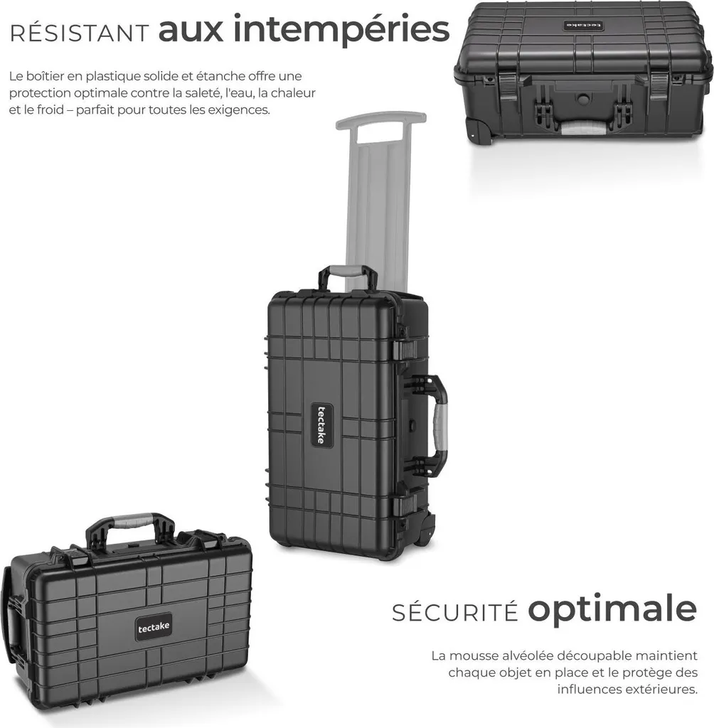 Mallette de protection antichoc à roulettes pour caméra et accessoires - 4