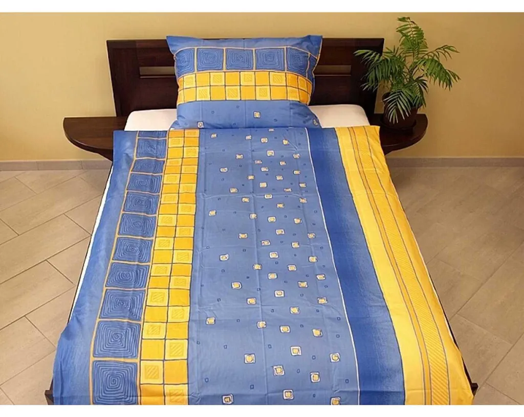 Parure de lit enfant et ado satin bleu 140x200 cm motif Pexeso chic