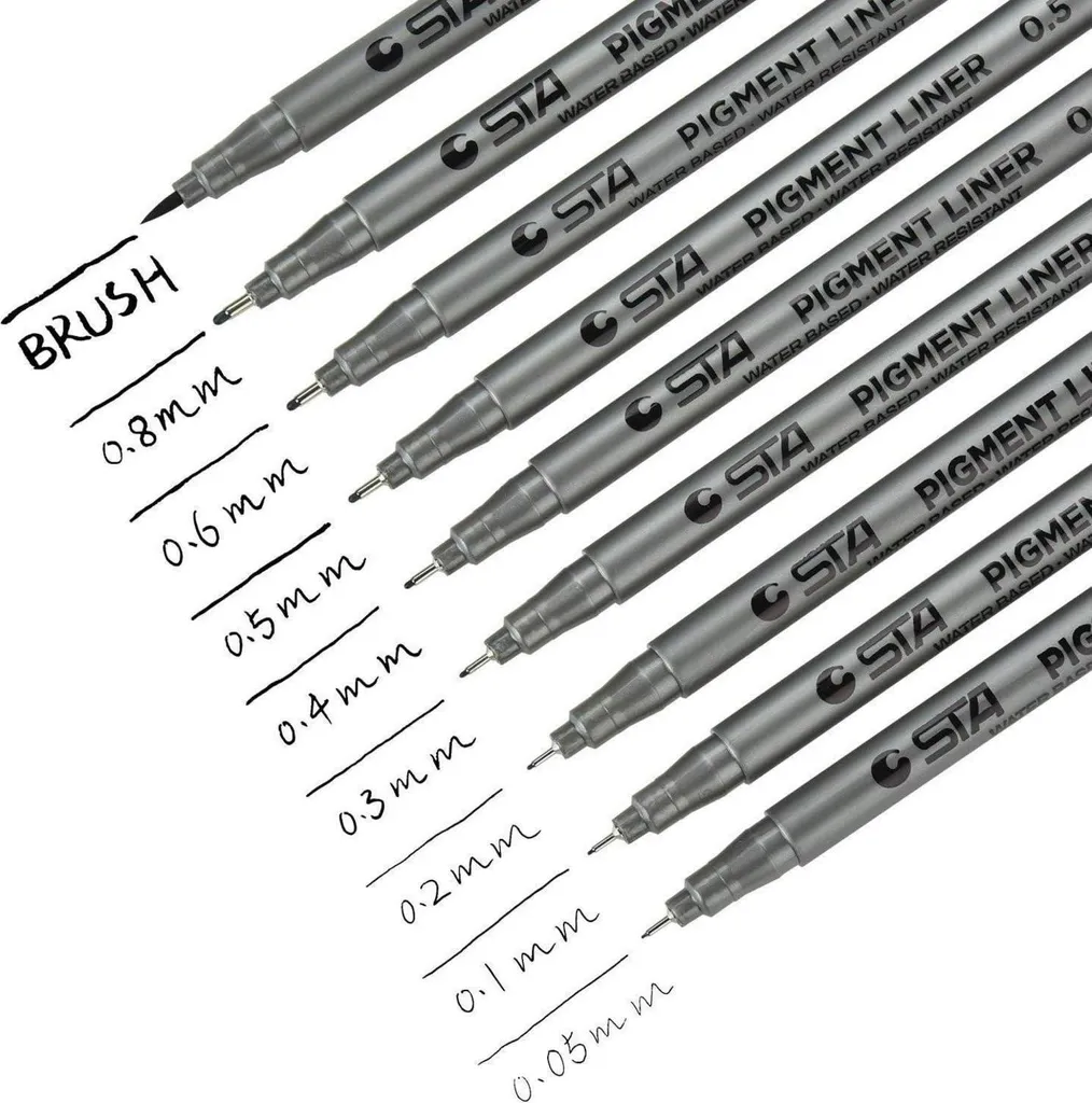 Pochettes de stylos feutres de précision noirs pour croquis et tracés