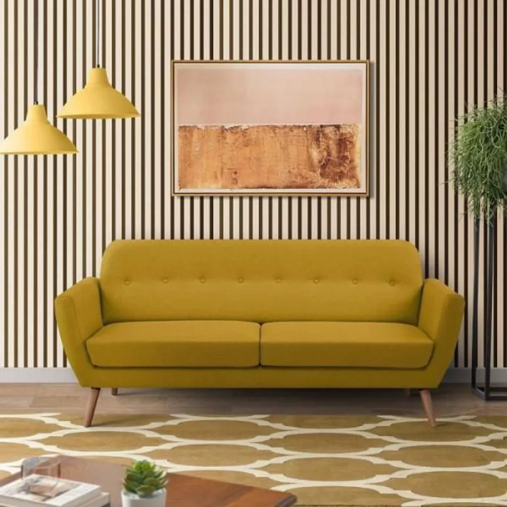 Canapé 3 places jaune moutarde LILLY : Confort et style scandinave
