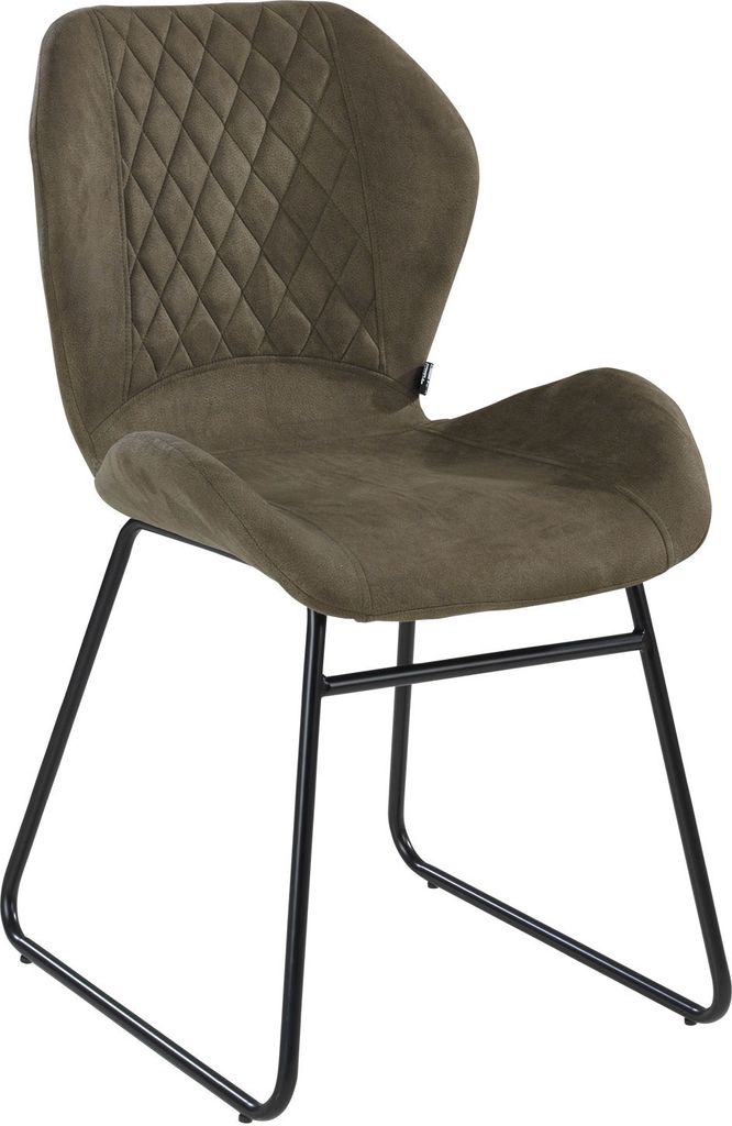 Polsterstuhl - Khakifarben - Schwarz - Mikrofaserbezug - Metallgestell