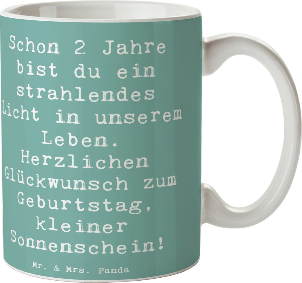Mr. & Mrs. Panda Kaffeebecher Spruch 2. Geburtstag Licht - Meeresbrise - Geschenk, Meilenstein, Tasse, Glückwunsch, Kindergeburtstag, schöne, zwe...