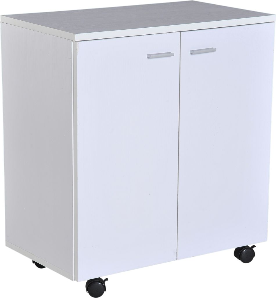 HOMCOM Mobiler Schranktisch, TV-Schrank aus Holz mit Rollen Produktbild 