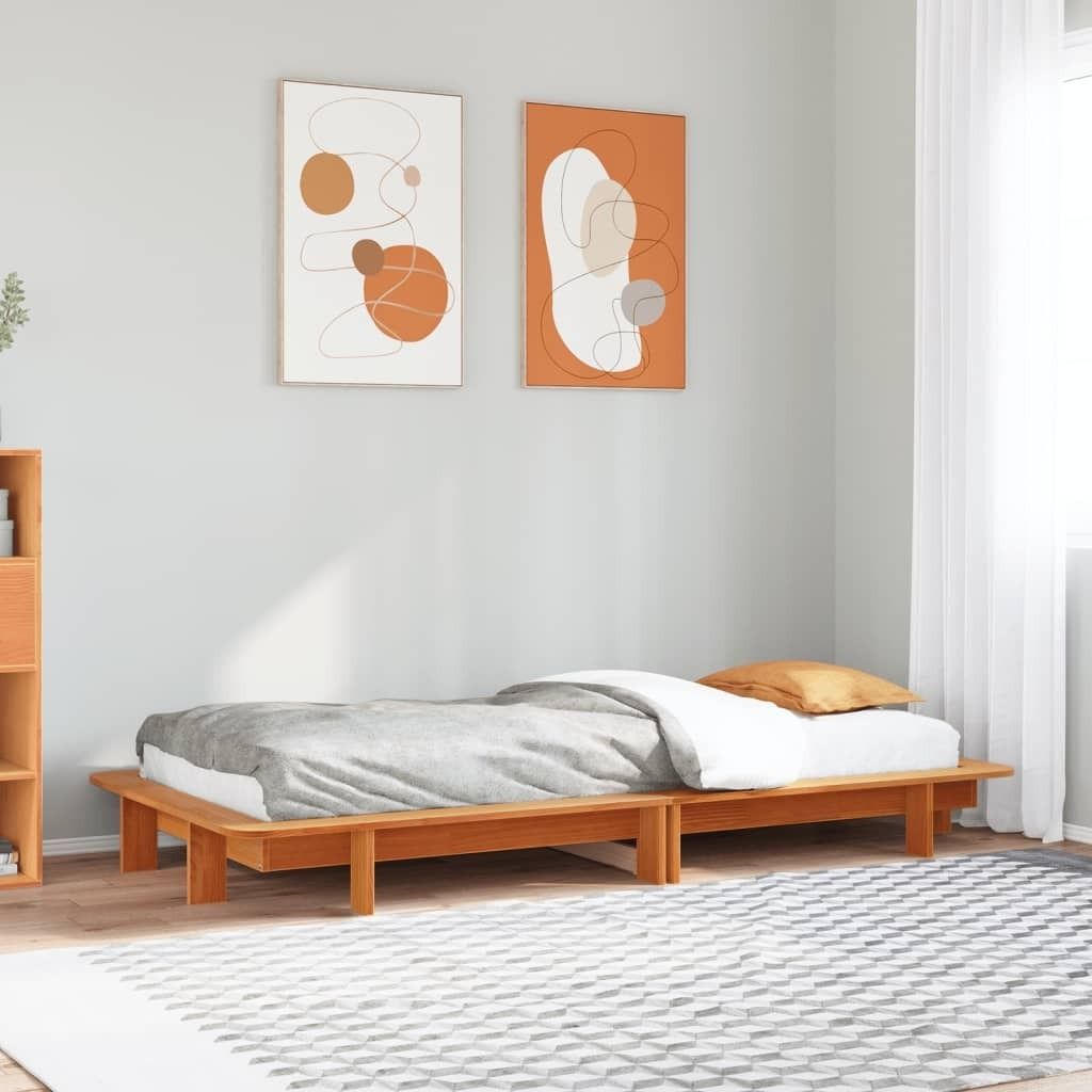 Maison Exclusive - Massivholzbett ohne Matratze Wachsbraun 90x200 Kiefernholz