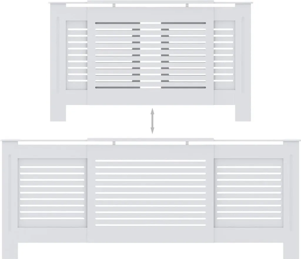 Cache-radiateur blanc 205 cm en MDF robuste avec tablette décorative