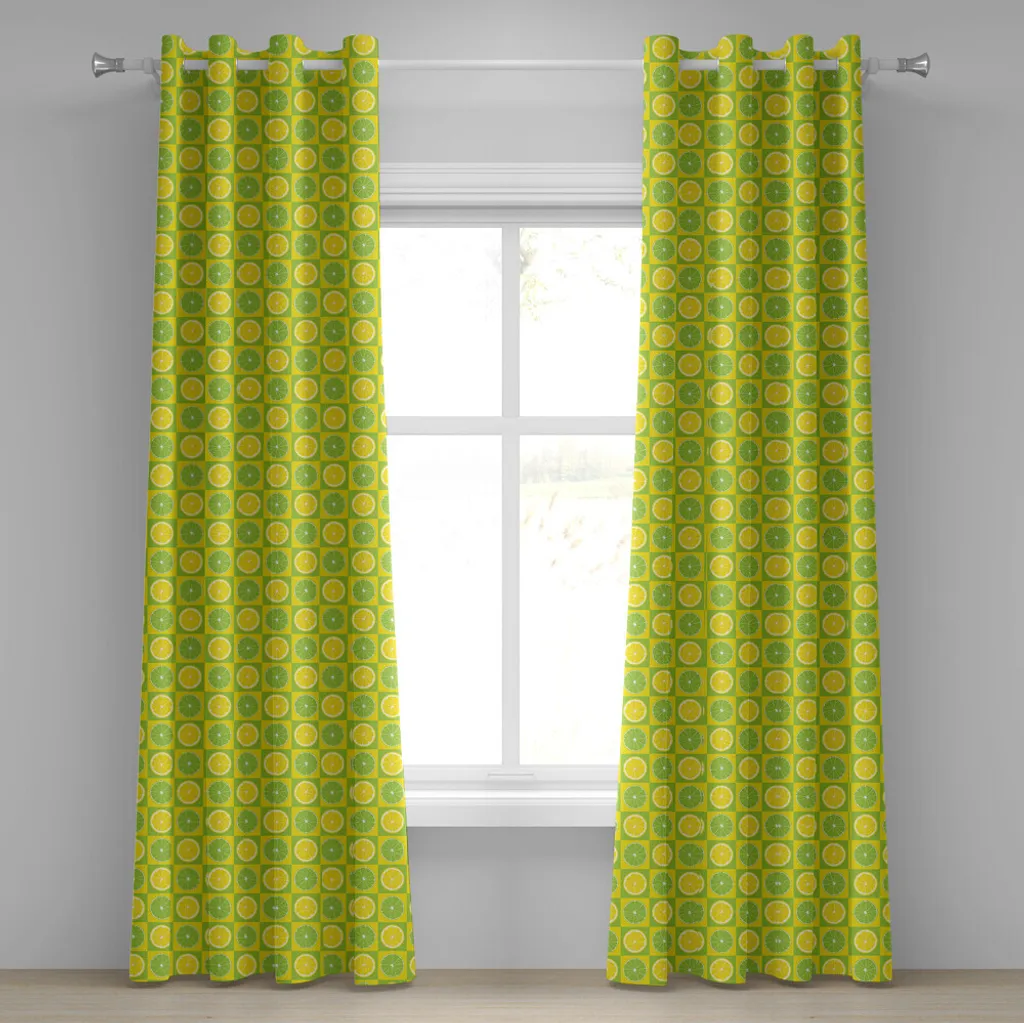 Rideau de salon vert citron pour ambiance lumineuse 280 x 245 cm