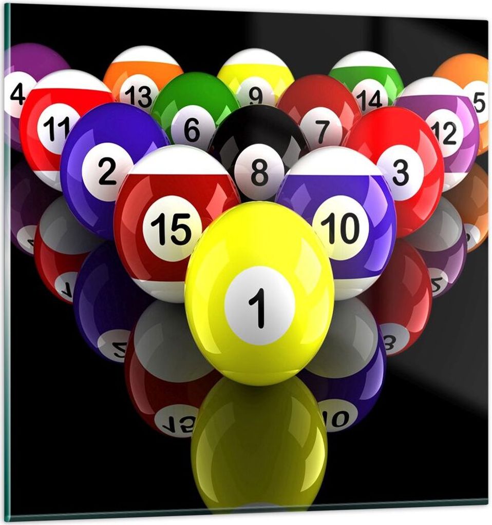 Bilder auf glas - Pool Spiel Wettbewerb - 50x50cm - Glasbilder - Wandbilder - Kunstdruck - zum Aufhängen bereit - Wanddekoration aus Glas - Glas B...