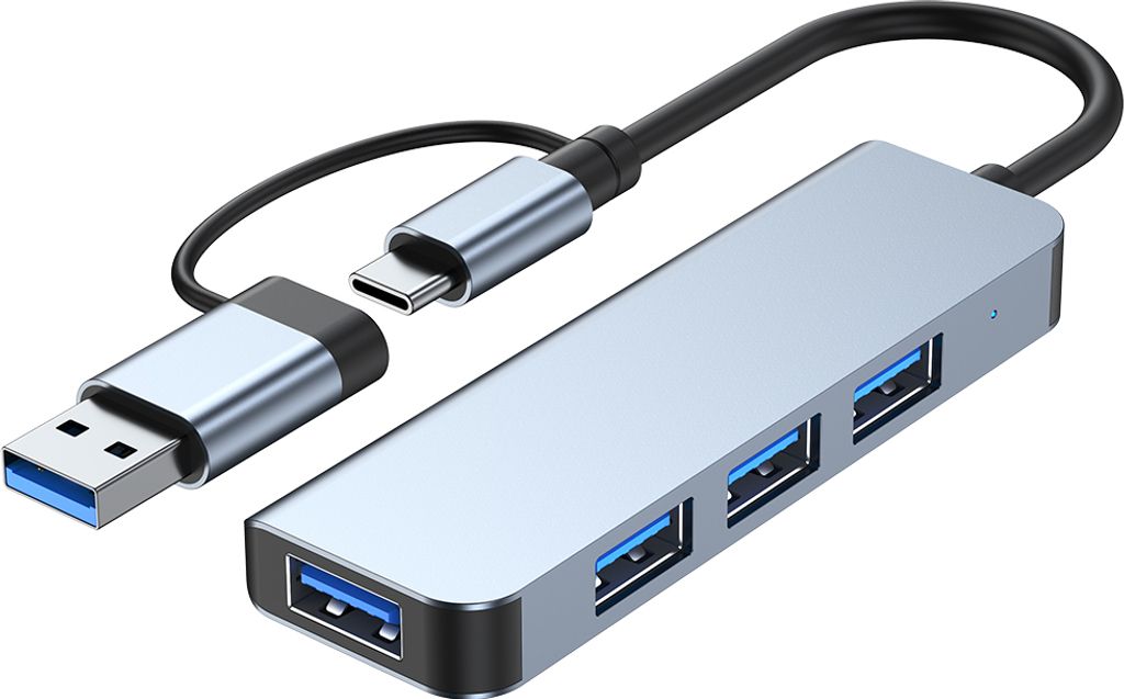 HUB Hub Multifunktionale Dockingstation 4 in 1 USB3.0*1+USB2.0*3 Typ-C zu USB Dockingstation Grau