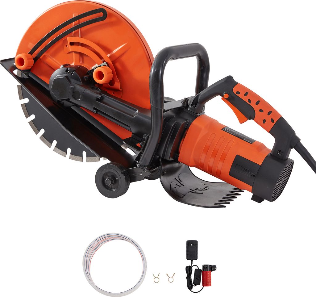 SucceBuy Elektrische Betonsäge, 16 Zoll, 3200 W, 15 A Motor, 6 Zoll einstellbare Schnitttiefe, Nassscheibe, für Stein, Ziegel