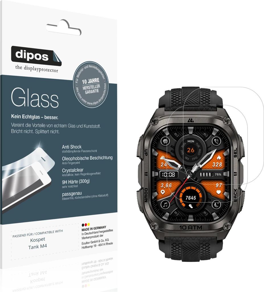 2x Schutzfolie für Kospet Tank M4 - Anti-Shock 9H Folie dipos Glass Kunststoffglas