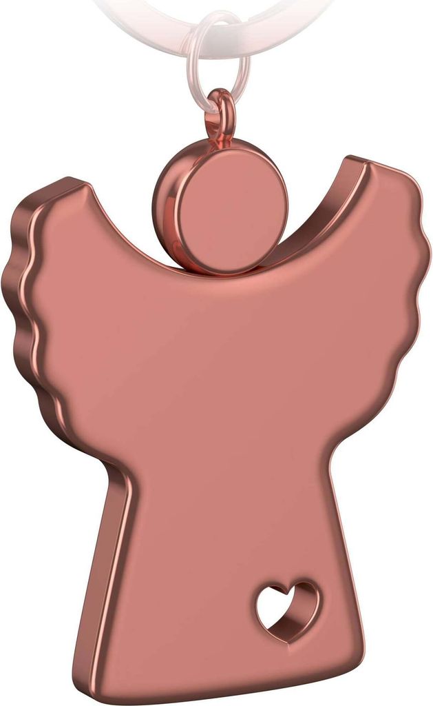 FABACH Schutzengel Schlüsselanhänger Romi mit Herz - Schwerer Engel Anhänger aus Metall in glänzendem Rosegold - Geschenk Glücksbringer Auto F...