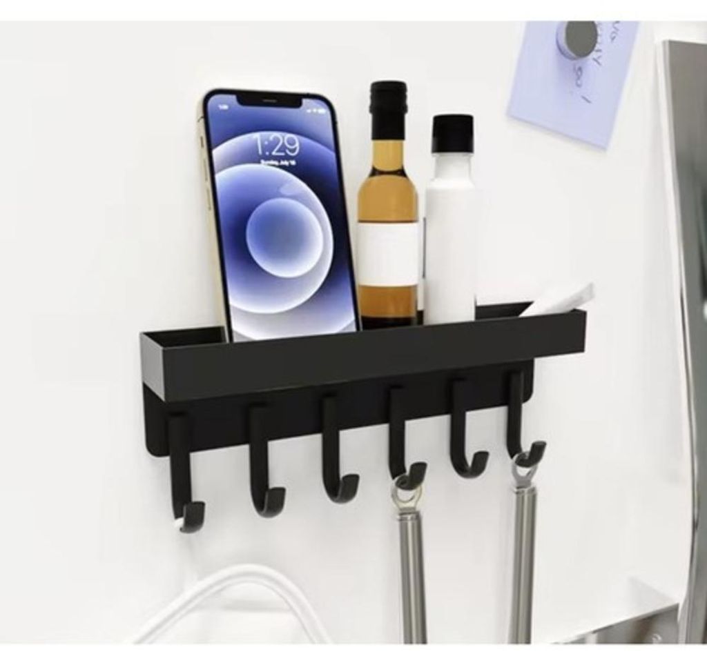 Estante magnético de pared con ganchos, de 24,5 x 8,5 x 5 Imagen del producto 