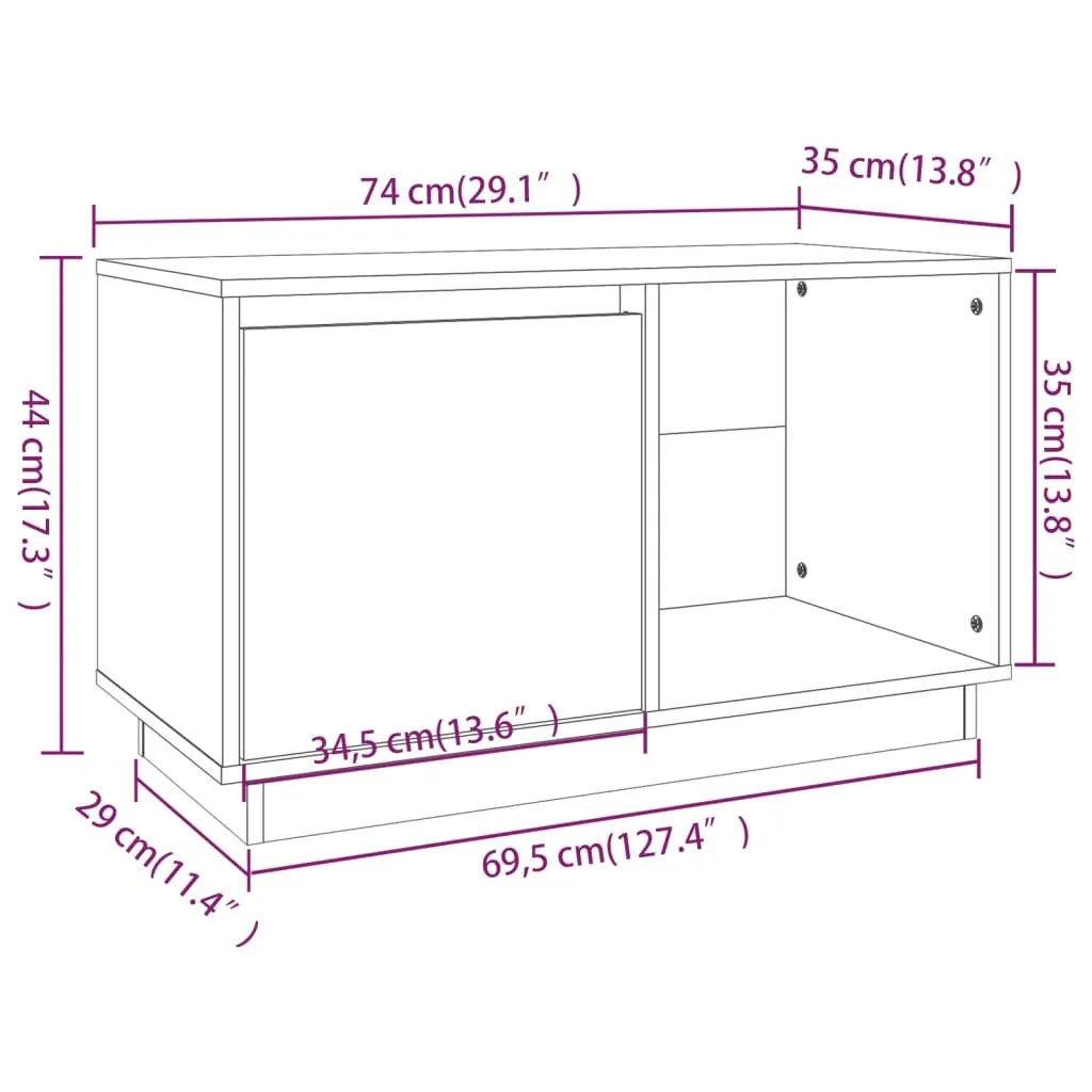 Mobile Porta TV in Pino Massiccio Maison Exclusive - Design Minimal 74cm - 10