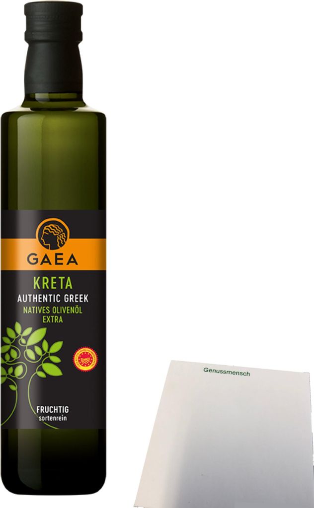 Gaea Natives Olivenöl extra aus Kreta (500ml Flasche) + usy Block
