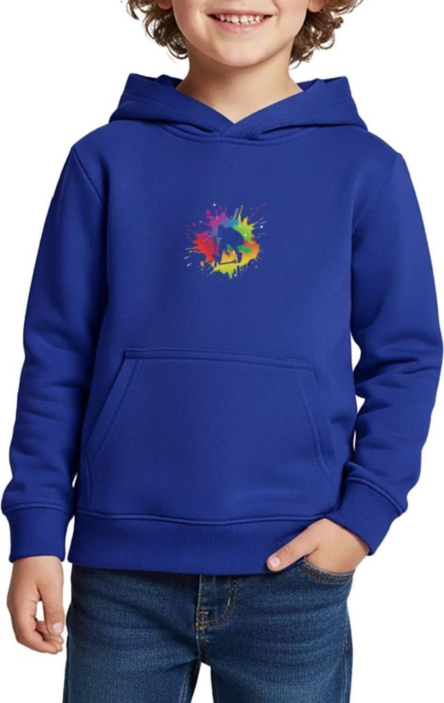 Spreadshirt Scooter Freestyle Bunt Klecks Kinder Premium Hoodie, 134/140 (8 Jahre), Royalblau