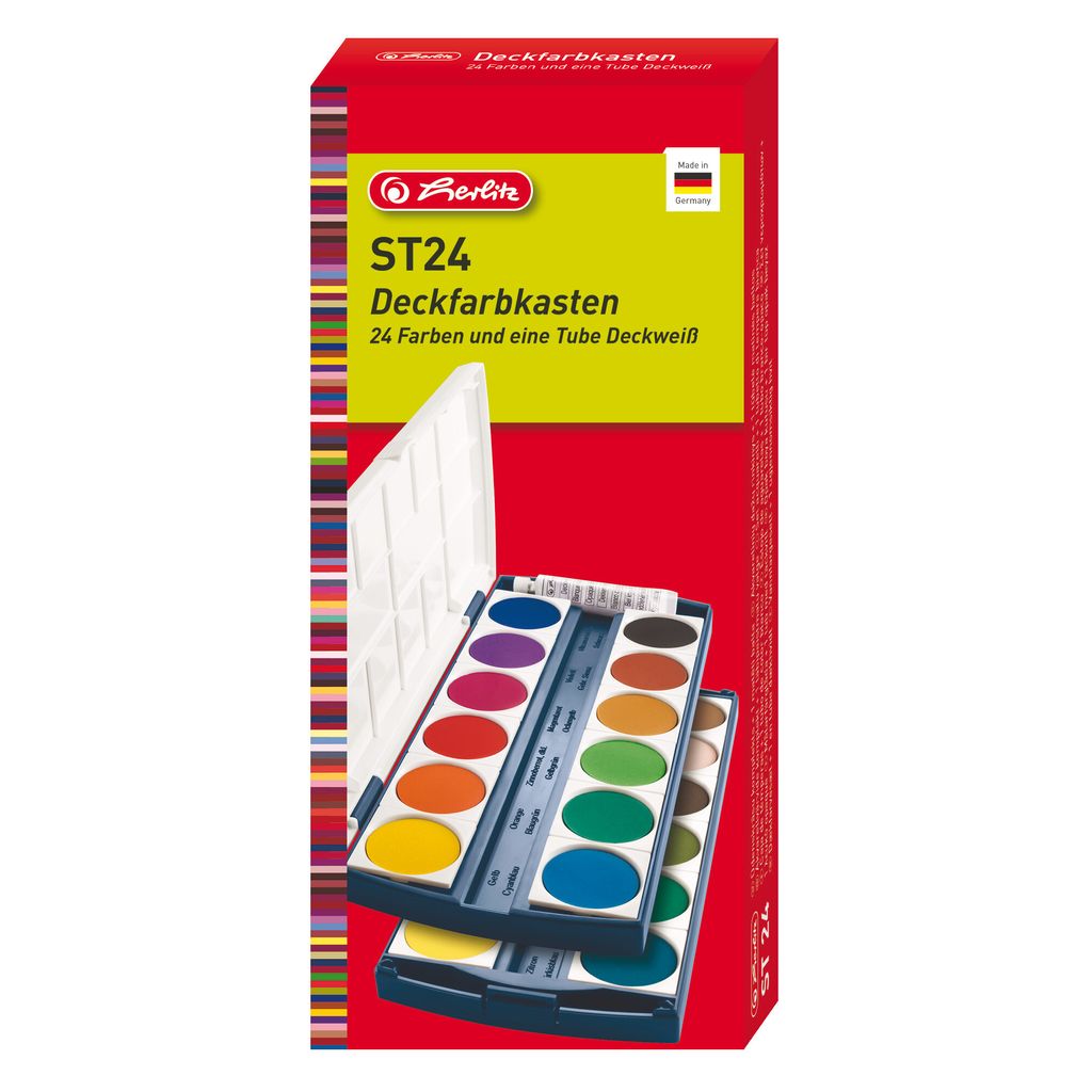 herlitz ST24 scatola di vernice opaca, 24 colori, plastica Immagine del prodotto 