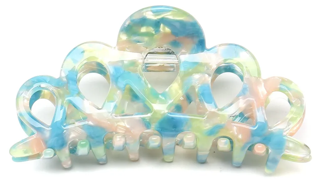Accessoire cheveux femme élégant bleu-vert, barrette acétate résistante