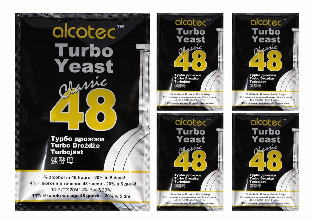 HUGBERT Alcotec Turbohefe 48 Classic Vodka Gärhefe 20% 5 Stück