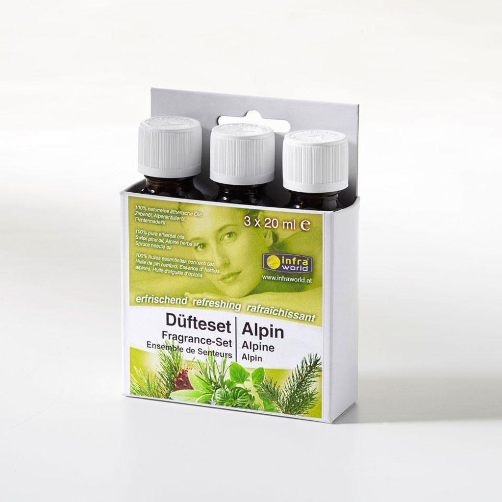 Infraworld Alpin Sauna Duftset Fichtennadel, Zirbe und Alpenkräuter 3x20ml