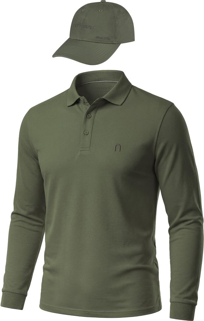 normani Herren Langarm Poloshirt mit passender Baseballkappe