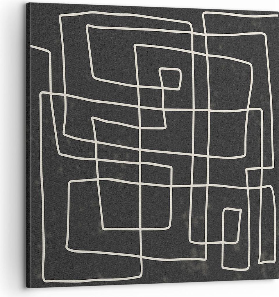 Bild auf Leinwand - Leinwandbild - Einteilig - Schwarzweiß Labyrinth Linie - 60x60cm - Wand Bild - Wanddeko - Wandbilder - Leinwanddruck - Bilder ...