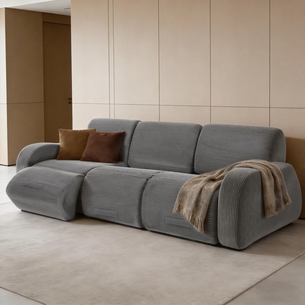 Cloud Couch Sectional, 247 cm, Grau, L-förmiges Sofa mit weichem Cord-Bezug