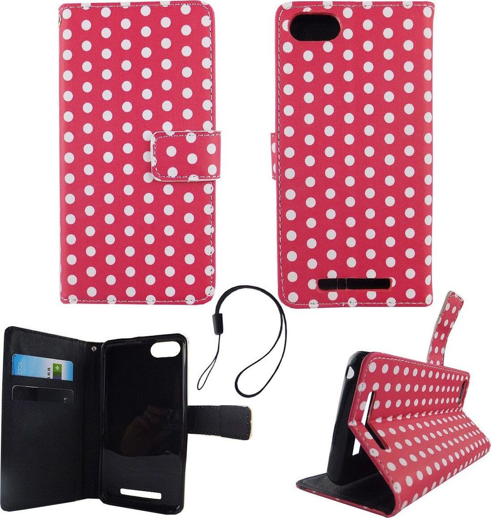 Handyhülle Tasche für Handy Wiko Lenny 3 Polka Dot Pink Produktbild 