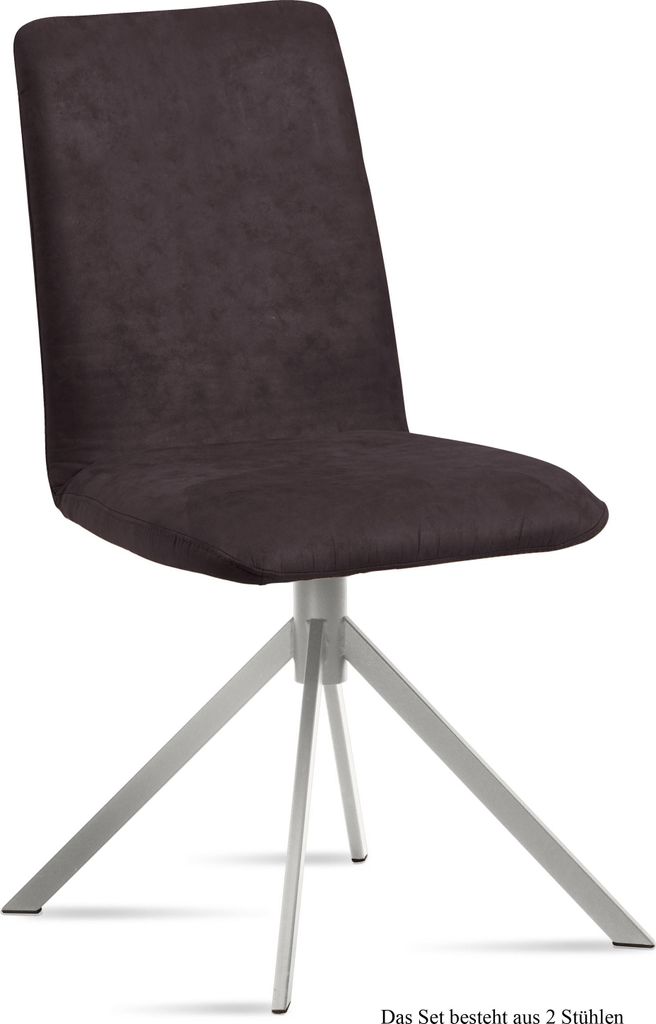 Esszimmerstuhl (2er-Set) Dorice 47x92x60 Edelstahl/Espresso