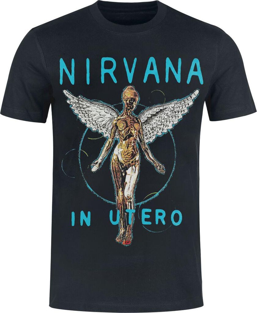 Nirvana T-Shirt Herren Utero Tracklist schwarz Band-Merch, Bands 100% Baumwolle L