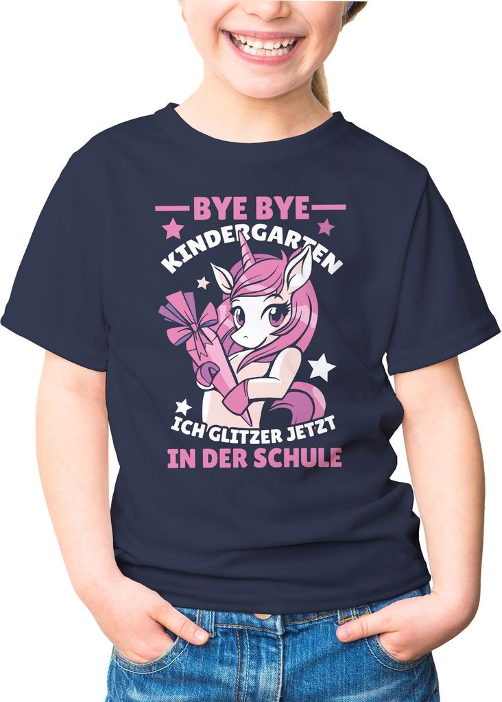 Kinder T-Shirt Mädchen mit Einhorn Motiv und Spruch Bye Bye Produktbild 