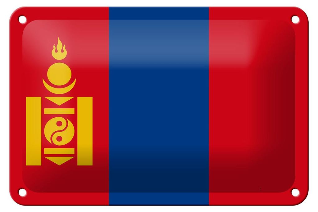 Blechschild Flagge Mongolei 18x12cm Flag of Mongolia Dekoration