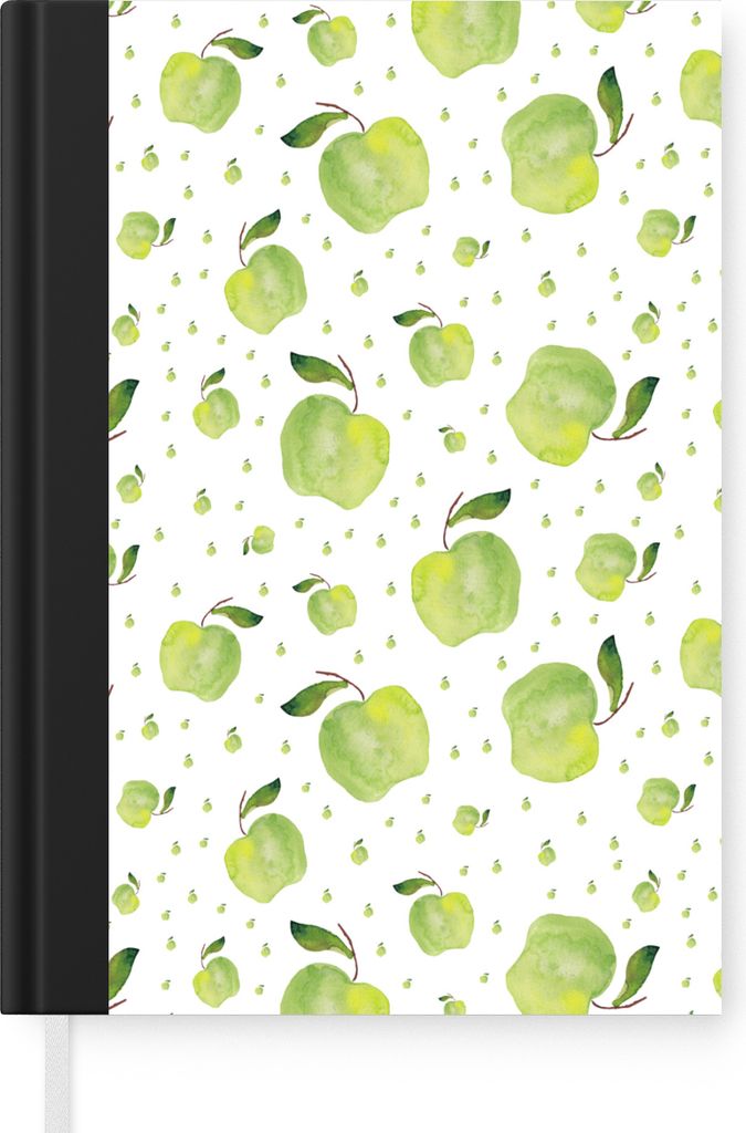 MuchoWow Notizbuch Tagebuch Haushaltsbuch Notebook A5 Äpfel - Aquarelle - Muster - Notizblock - Notizheft - Notebook - Schreibblock - Papier