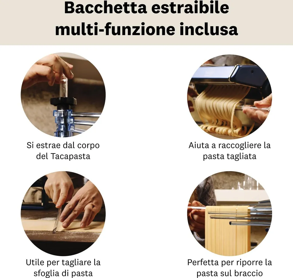 Étendoir à pâtes Marcato Tacapasta Gris - Modèle robuste et compact