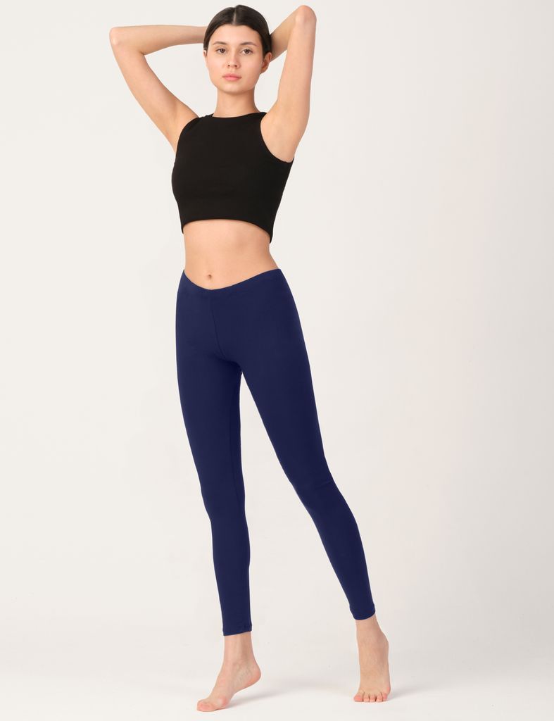 OCERA Damen Leggings Lang aus atmungsaktiver Viskose Dunkelblau Gr. S (36/38)