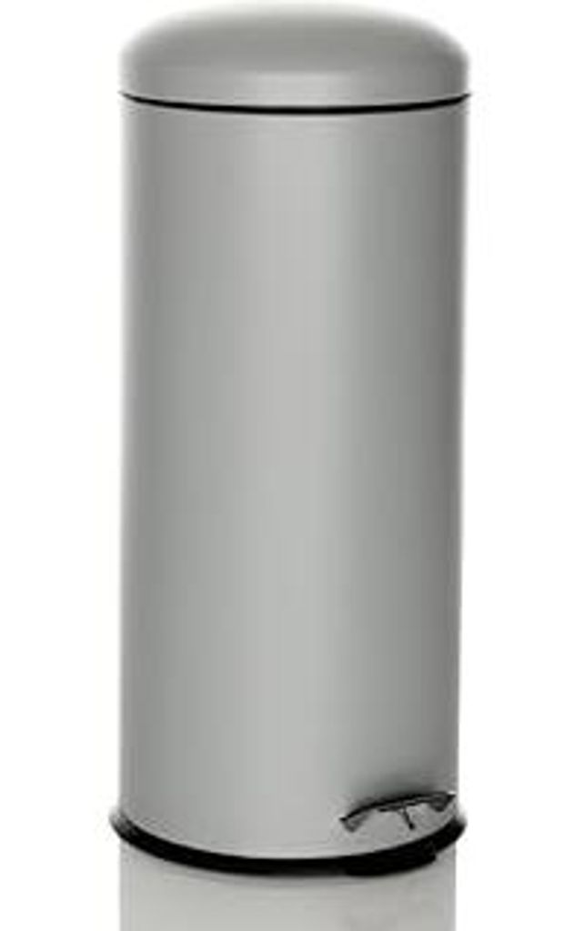 hjh OFFICE Mülleimer 30 Liter CLEAN VIII Metall Abfalleimer luftdicht schließend, hygienischer Treteimer 30L Grau, 741101