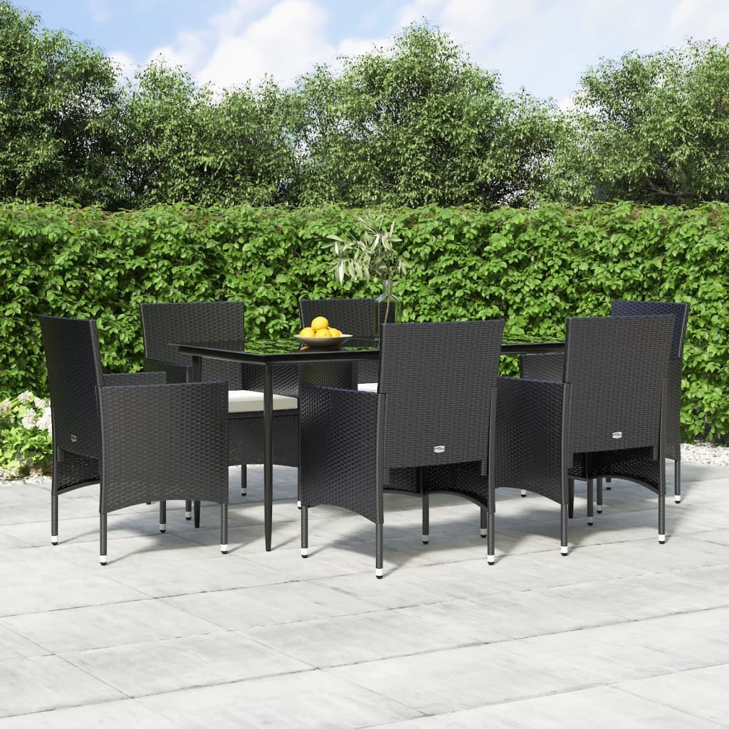 7-tlg. Garten-Essgruppe mit Kissen Schwarz , Gartenmöbel-Sets Design 2024