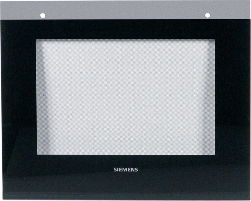 A product shot of a Siemens oven door window.