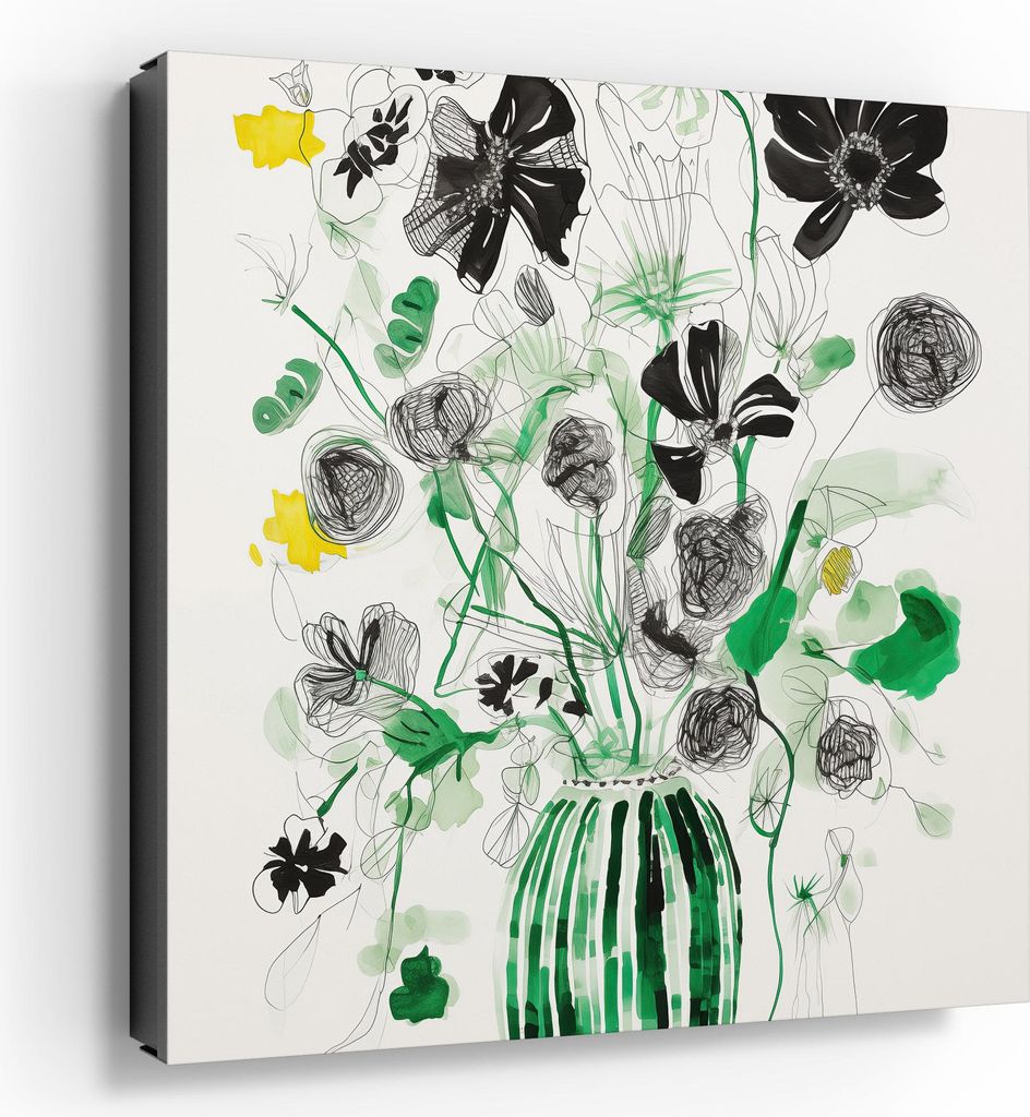 DEQORI Schlüsselkasten bedruckt 30x30 cm Schwarz/L 'Der grüne Strauß' Metall Box modern