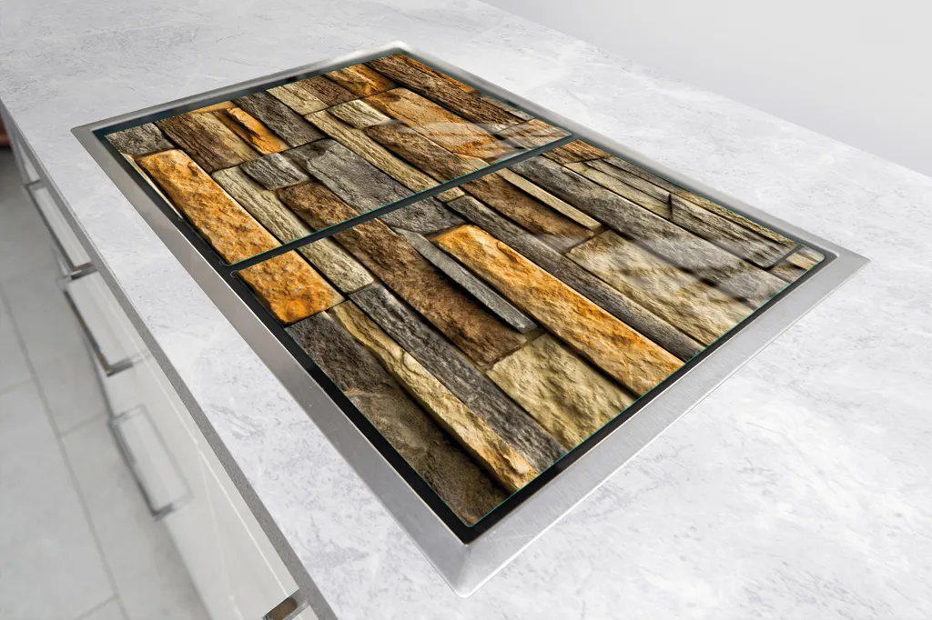 Set 2 Copri Piano Cottura Ceramica 35x52 cm Vetro Marrone Mattone - 6